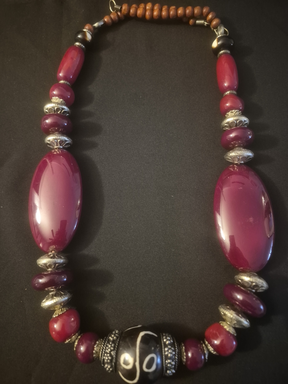 Statement Burgundy Bead Necklace
